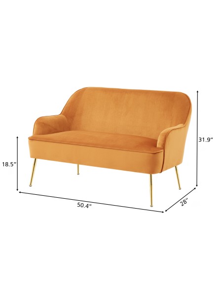 MARCELINO straight sofa fixed rust velvet