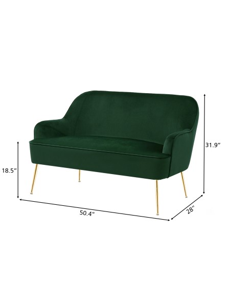 MARCELINO straight sofa fixed green velvet