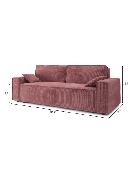 MARIUS straight sofa convertible corduroy old pink