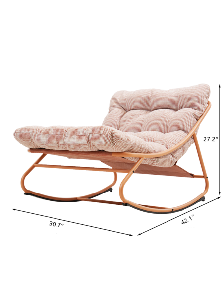 ANA rocking chair in peach steel and terracotta textilene with cushion