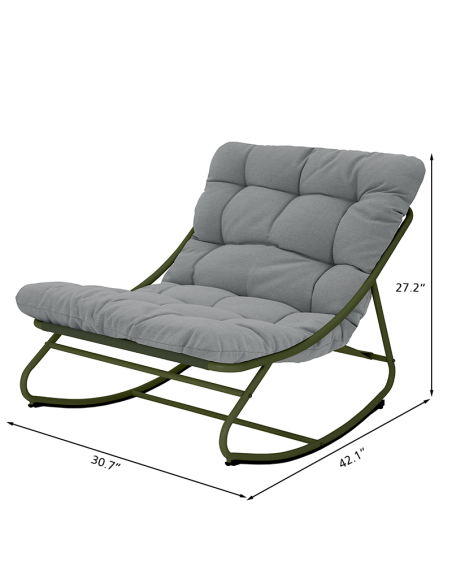ANA rocking chair in khaki steel and khaki textilene with gray cushion
