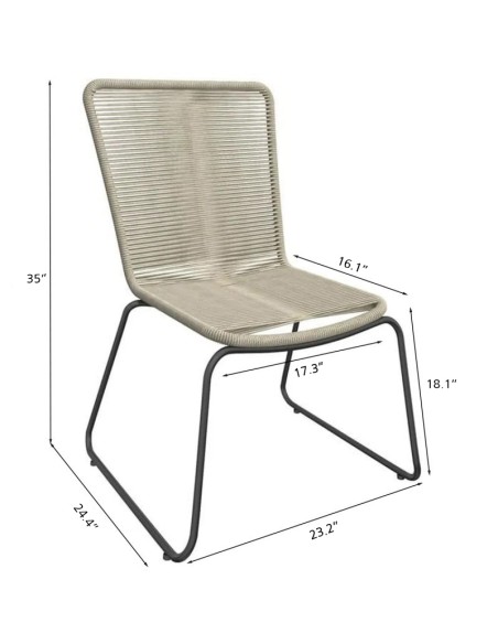 Set of 6 ERIN garden chairs metal and rope natural color