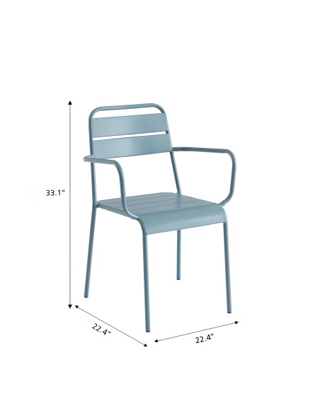 Set of 2 PANTONE garden chairs frosted blue steel