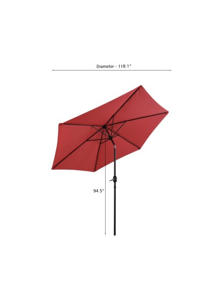 Straight PANTONE round parasol diameter 3m - Indian red canvas
