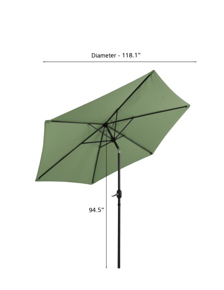 PANTONE round parasol 9.84 ft diameter mint green canvas