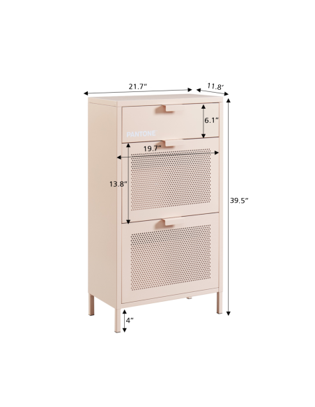 PANTONE shoe cabinet blush pink metal 21.65 inches