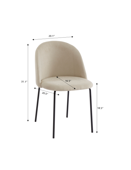 Set of 2 BROOKLYN chairs beige fabric black metal legs