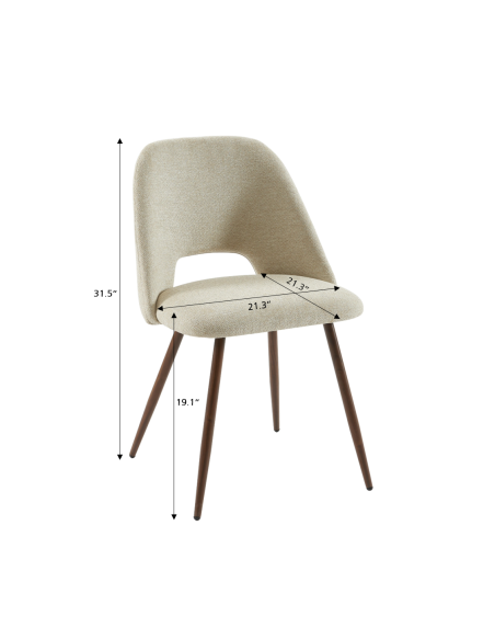 Set of 2 ELISABETH chairs beige fabric oak effect legs