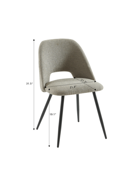 Set of 2 ELISABETH chairs gray fabric black metal legs