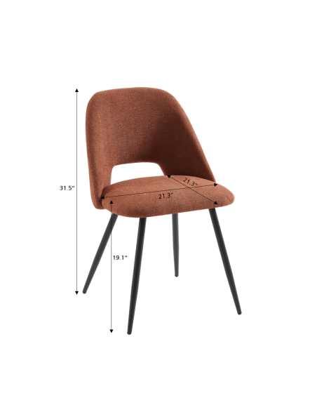 Set of 2 ELISABETH chairs bordeaux fabric black metal legs