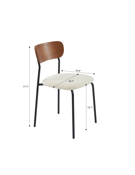 Set of 4 stackable FRIDA chairs ecru buckle fabric black metal