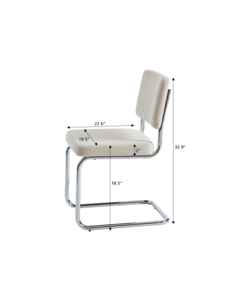 Set of 2 JACK chairs ecru buckle fabric chrome metal legs