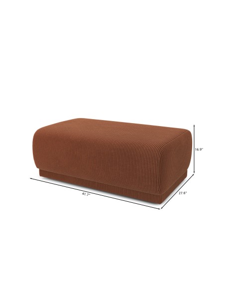 NOVA terracotta ribbed velvet 1 seater pouf