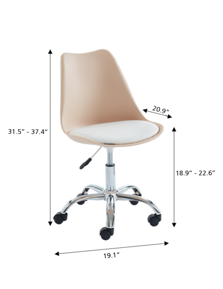 PANTONE blush pink rolling office chair