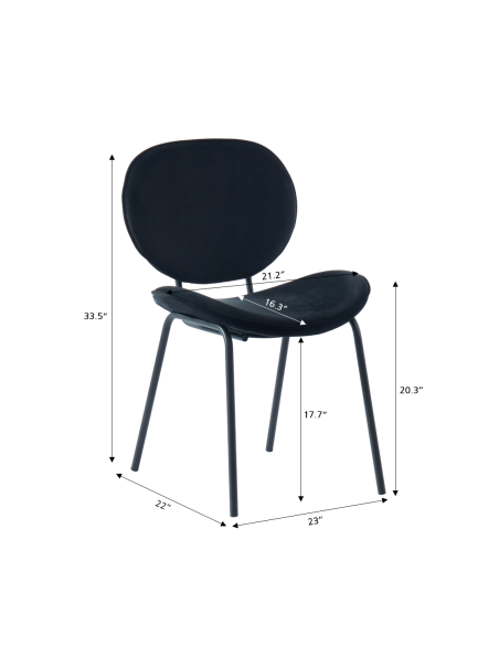 Set of 2 SHEILA chairs black velvet black metal legs