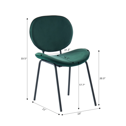 Set of 2 SHEILA chairs green velvet black metal legs 2