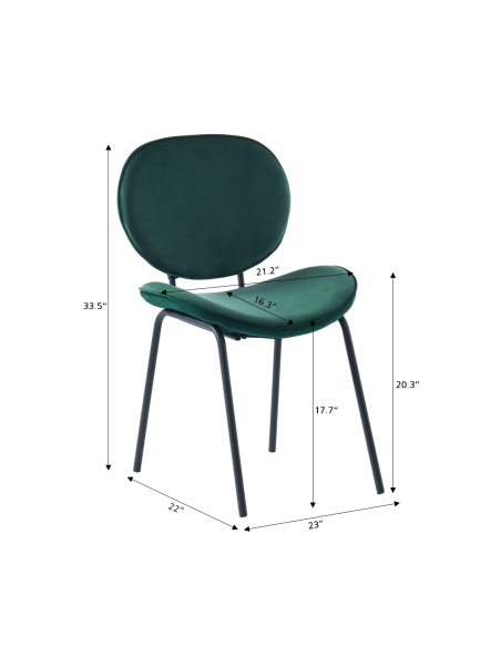 Set of 2 SHEILA chairs green velvet black metal legs