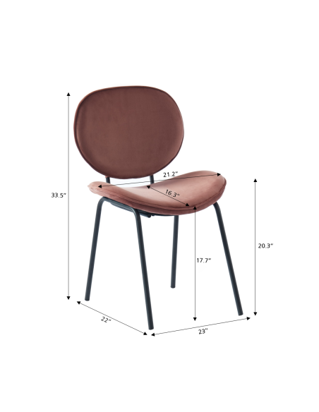 Set of 2 SHEILA chairs pink velvet black metal legs