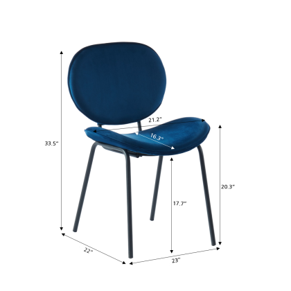 Set of 2 SHEILA chairs blue velvet black metal legs 2