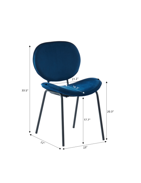 Set of 2 SHEILA chairs blue velvet black metal legs