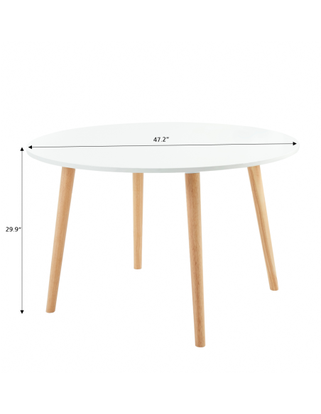 ORATELLO dining table matt white lacquered solid wood legs 47.24 inches