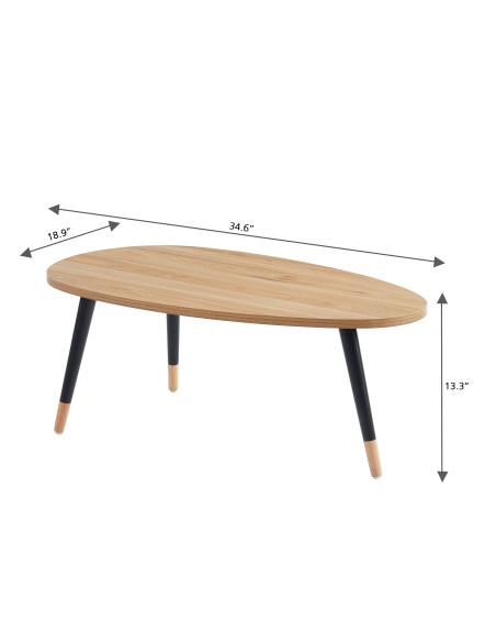 ORGANIC oak effect coffee table black legs 34.65 inches