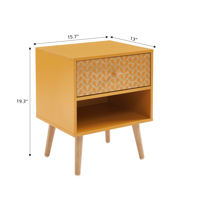 CAPUCINE ocher and oak effect bedside... CAPUCINE ocher and oak effect bedside...