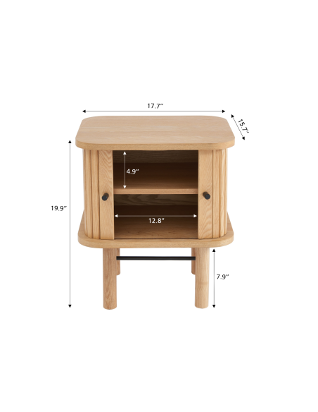 ERNEST ash bedside table with revolving doors