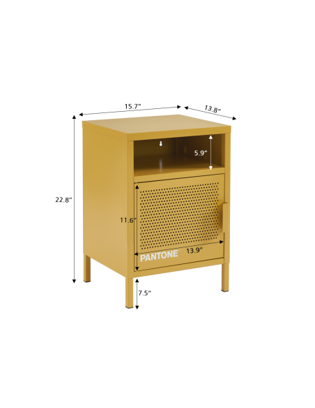 PANTONE bedside table mustard yellow metal l15.74 inches