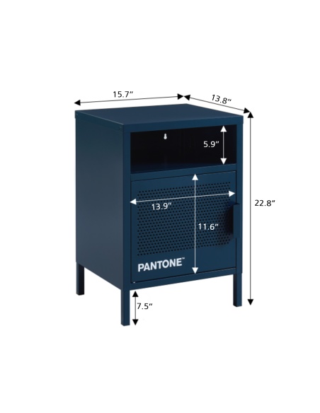 PANTONE night blue metal bedside table 15.74 inches