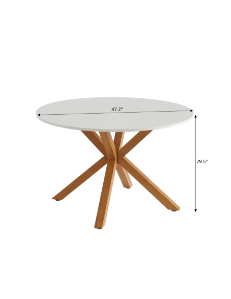 HARRY round white and oak effect dining table 47.24 inches