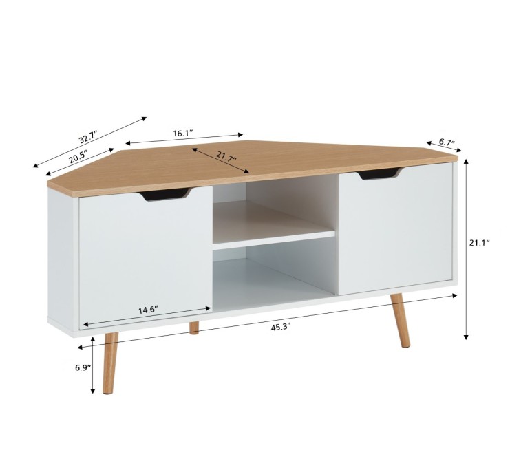 LYNA corner TV unit white and oak... LYNA corner TV unit white and oak...