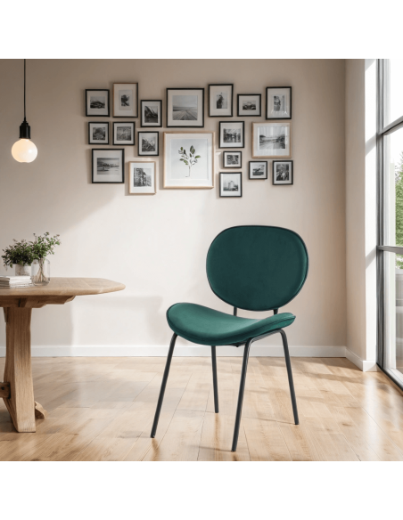 Set of 2 SHEILA chairs green velvet black metal legs