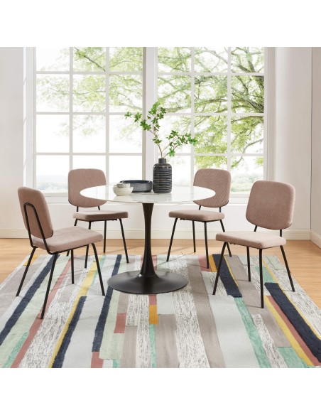 Set of 4 SUZIE chairs ribbed taupe velvet