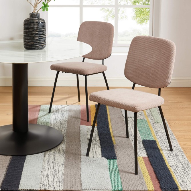 Set of 4 SUZIE chairs ribbed taupe... Set of 4 SUZIE chairs ribbed taupe...