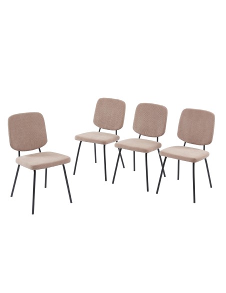 Set of 4 SUZIE chairs ribbed taupe velvet