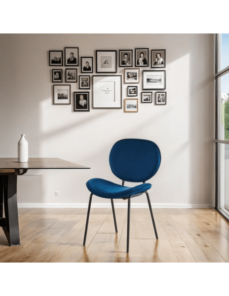 Set of 2 SHEILA chairs blue velvet black metal legs