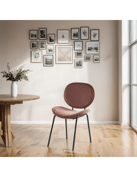 Set of 2 SHEILA chairs pink velvet black metal legs