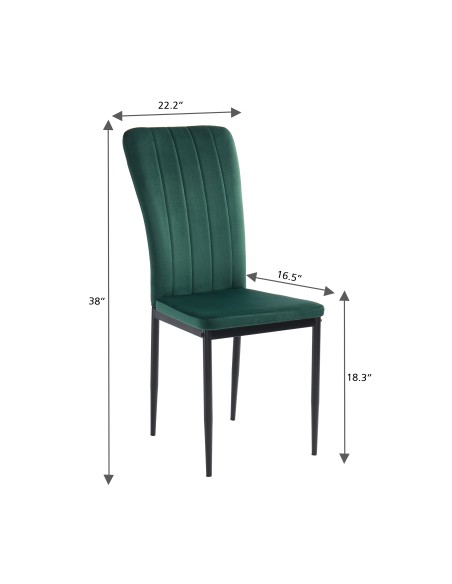 Set of 2 POPPY chairs green velvet black metal legs