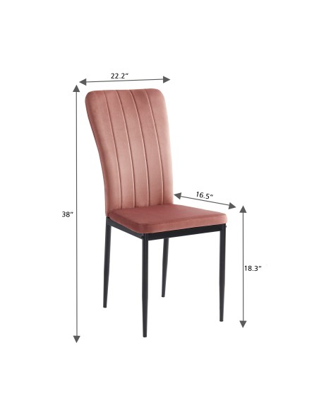 Set of 2 POPPY chairs pink velvet black metal legs