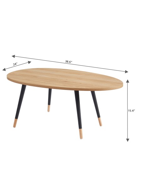 ORGANIC oak effect coffee table black legs 38.58 inches