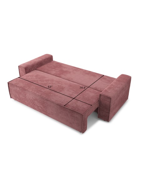 MARIUS straight sofa convertible corduroy old pink
