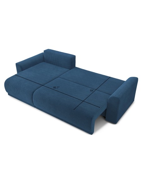 NOVA corner convertible sofa cobalt blue ribbed velvet 4-seater
