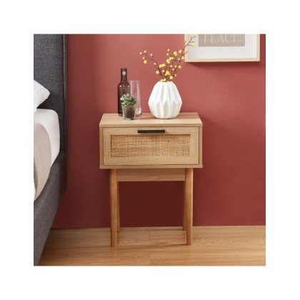 AMANA rattan cane 1-drawer bedside table 15.75 inches 2