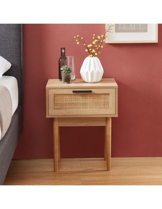 AMANA rattan cane 1-drawer bedside... AMANA rattan cane 1-drawer bedside...