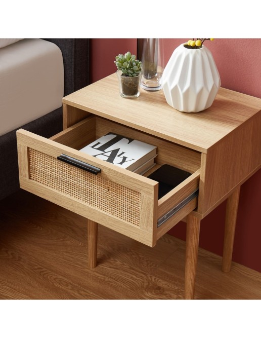 AMANA rattan cane 1-drawer bedside... AMANA rattan cane 1-drawer bedside...
