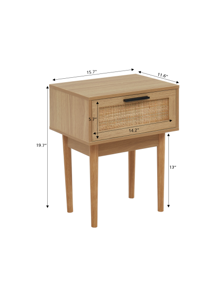 AMANA rattan cane 1-drawer bedside table 15.75 inches
