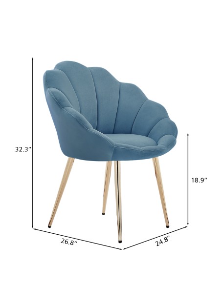 CORAIL blue velvet armchair with gold legs