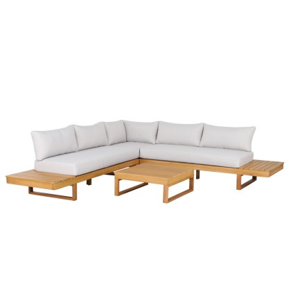 MONTANA light gray acacia wood 5-seater garden set
