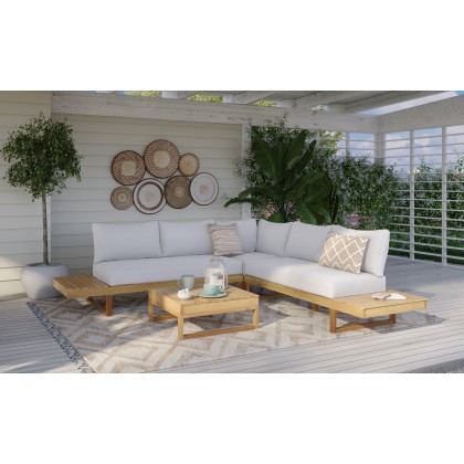 MONTANA light gray acacia wood 5-seater garden set 2